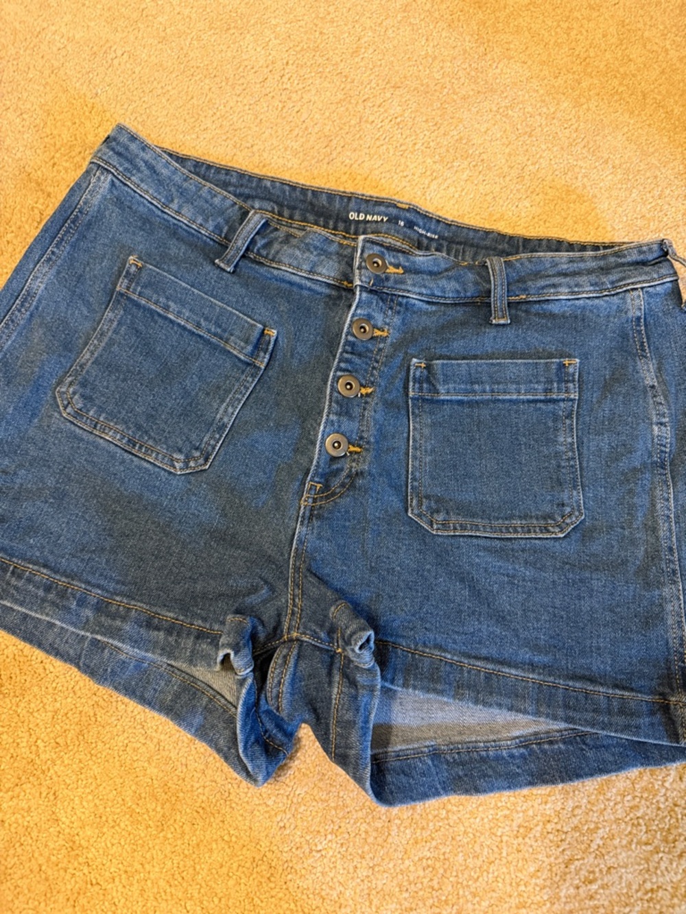 Old Navy Dark Blue Button-Front Denim Shorts